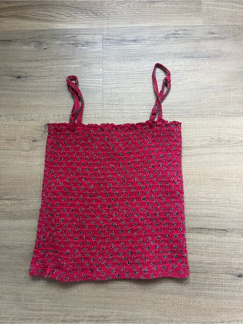 Billabong Red Floral Smocked Cami Top